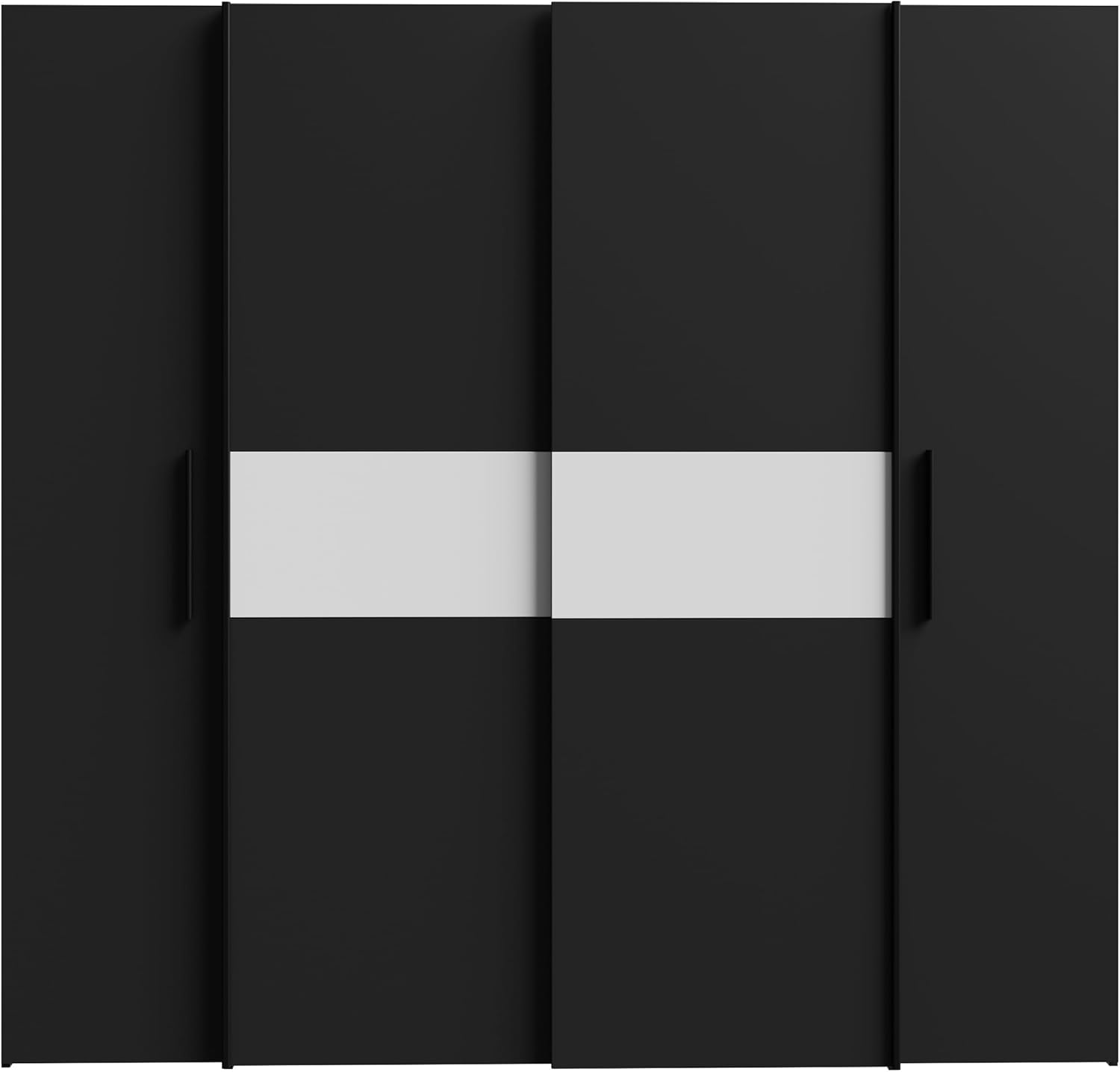 Forte KALIXTUS schwarzer Kleiderschrank 200, moderner Schwebetürenschrank, 4-türig, Holzwerkstoff, Schwarz Matt, 200,1 cm breit x 190,5 cm hoch, 61,2 cm tief