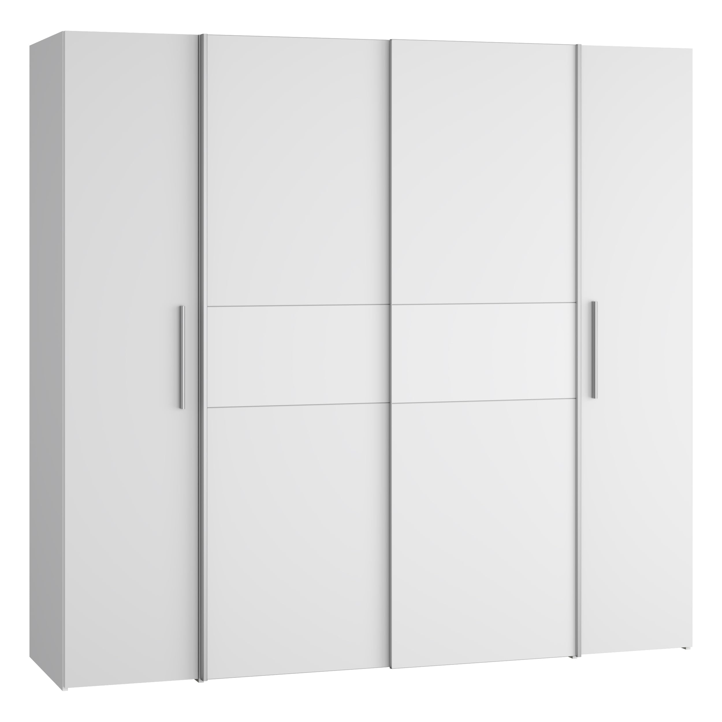 Forte KALIXTUS schwarzer Kleiderschrank 200, moderner Schwebetürenschrank, 4-türig, Holzwerkstoff, Schwarz Matt, 200,1 cm breit x 190,5 cm hoch, 61,2 cm tief