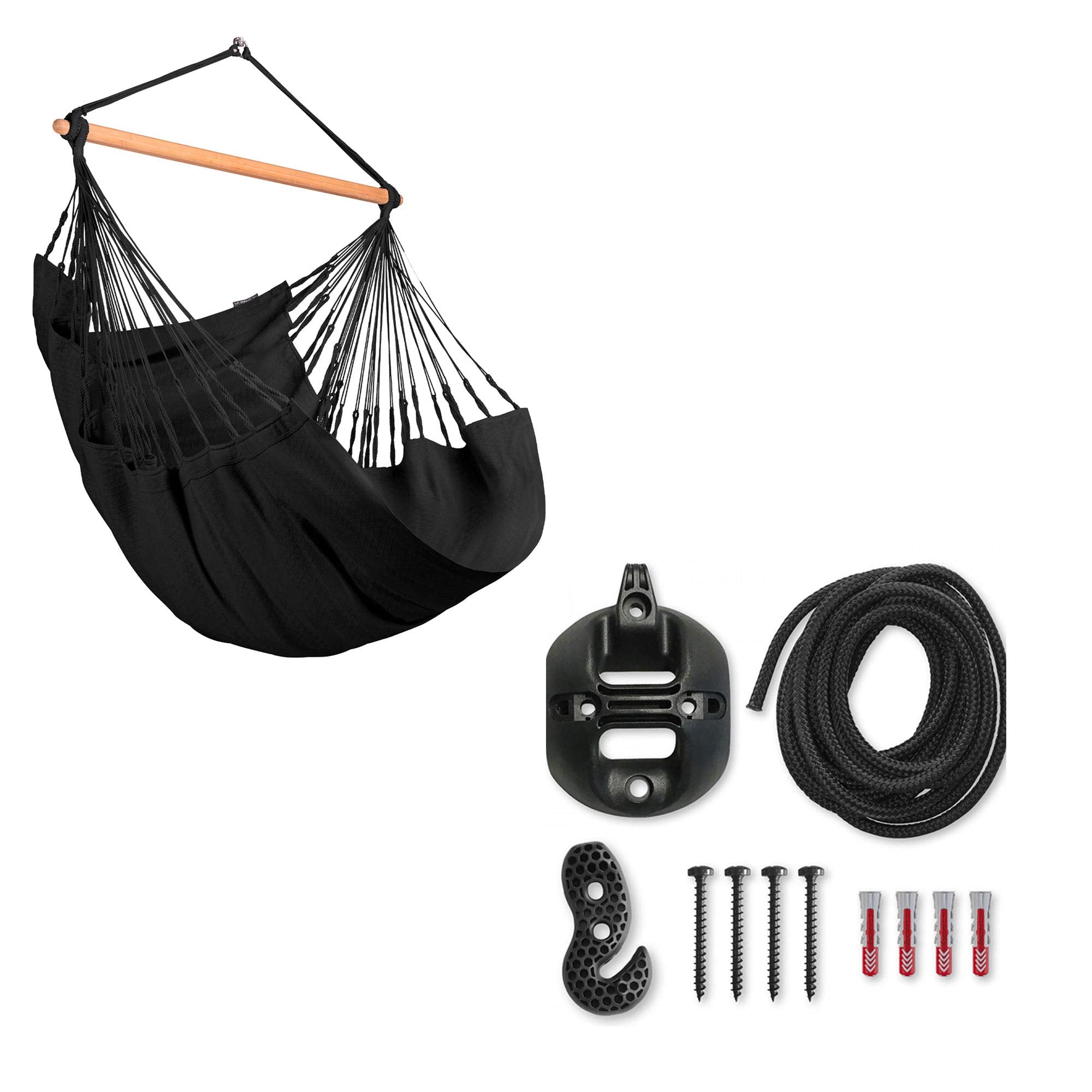 La Siesta®- Habana Hängesessel Kingsize Size für Entspannung & Stil: 360° Drehgelenk, hochwertiges Bambusholz - GOTS-zertifizierte Baumwolle. (Azure)