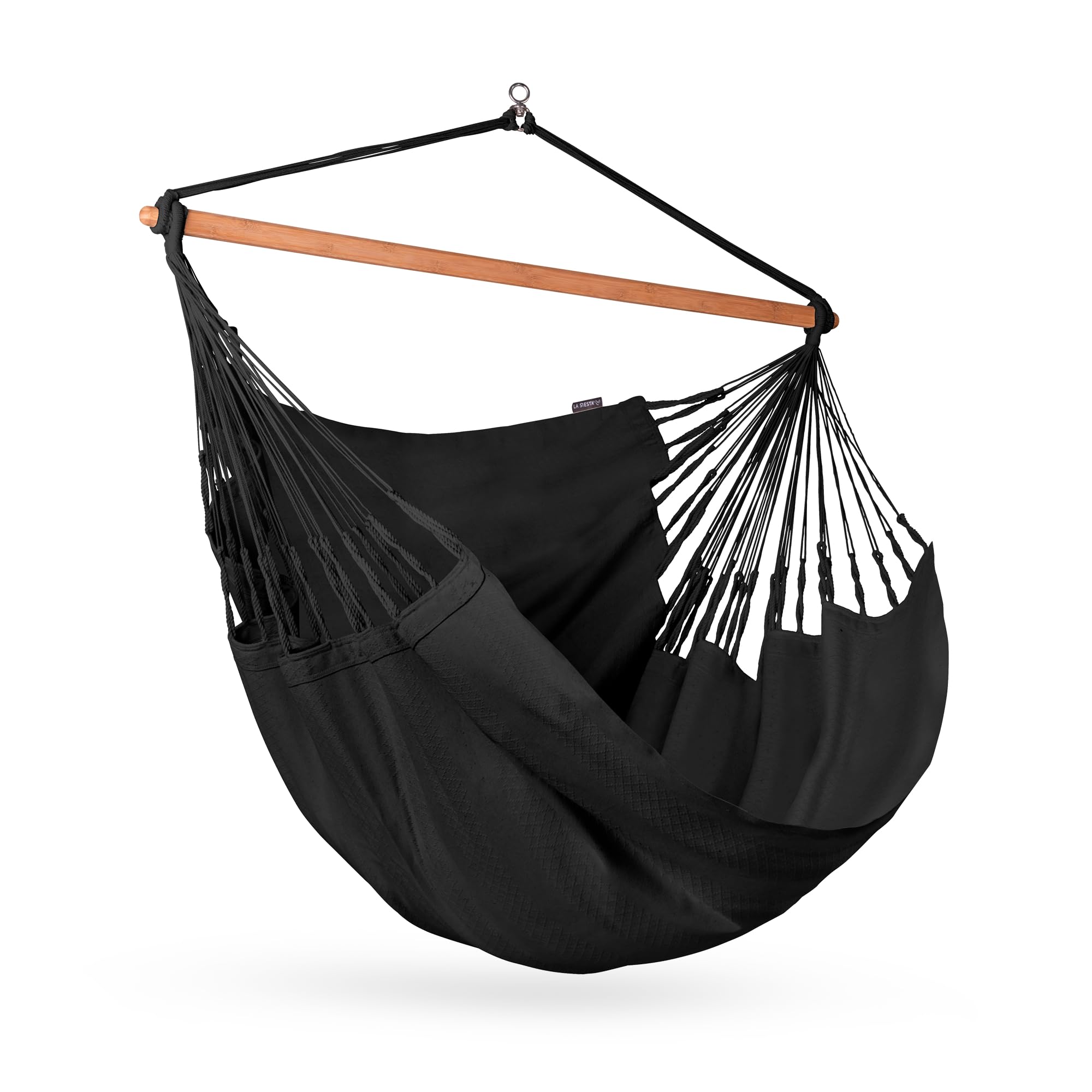 La Siesta®- Habana Hängesessel Kingsize Size für Entspannung & Stil: 360° Drehgelenk, hochwertiges Bambusholz - GOTS-zertifizierte Baumwolle. (Azure)