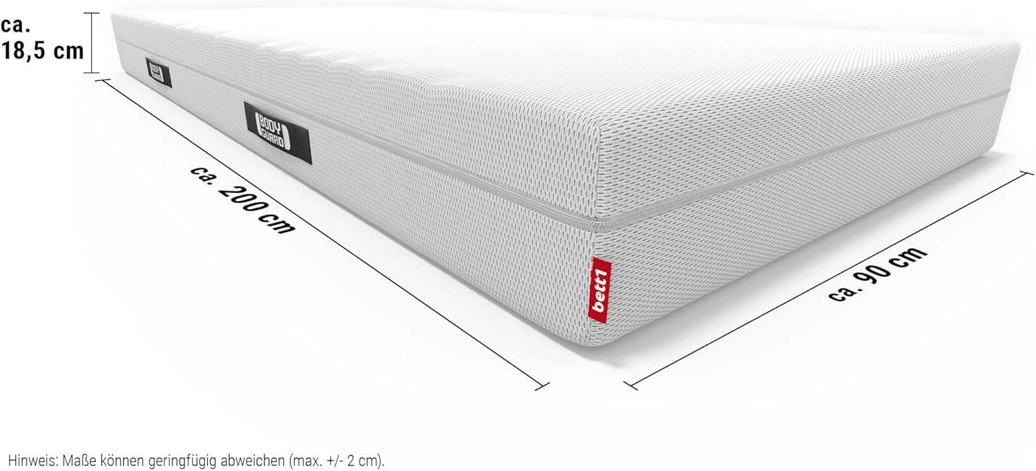 Bodyguard Schaumstoff Anti-Kartell-Matratze (mittelfest, 90x200 cm, 2in1 Härtegrade mittelfest & Fester, Bezug waschbar bis 60 Grad, Oeko-TEX® 100, Ergonomiemodule, QXSchaum)