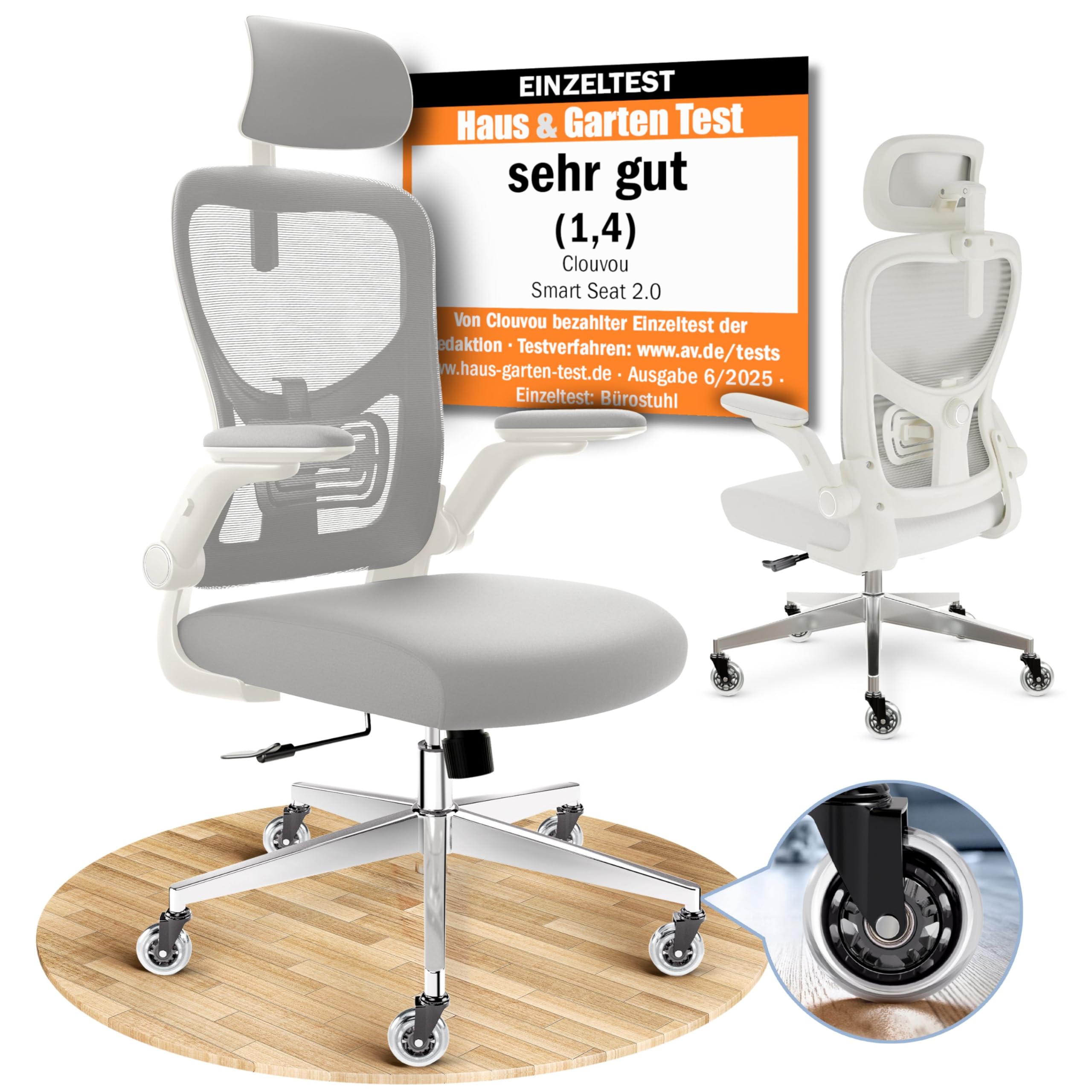 CleverSeat Bürostuhl Ergonomisch [TESTSIEGER] Schreibtischstuhl 100% individuell einstellbar | Büro Stuhl & Gaming Stuhl | Computerstuhl Home Office Chair Ergonomic | Drehstuhl 150 kg