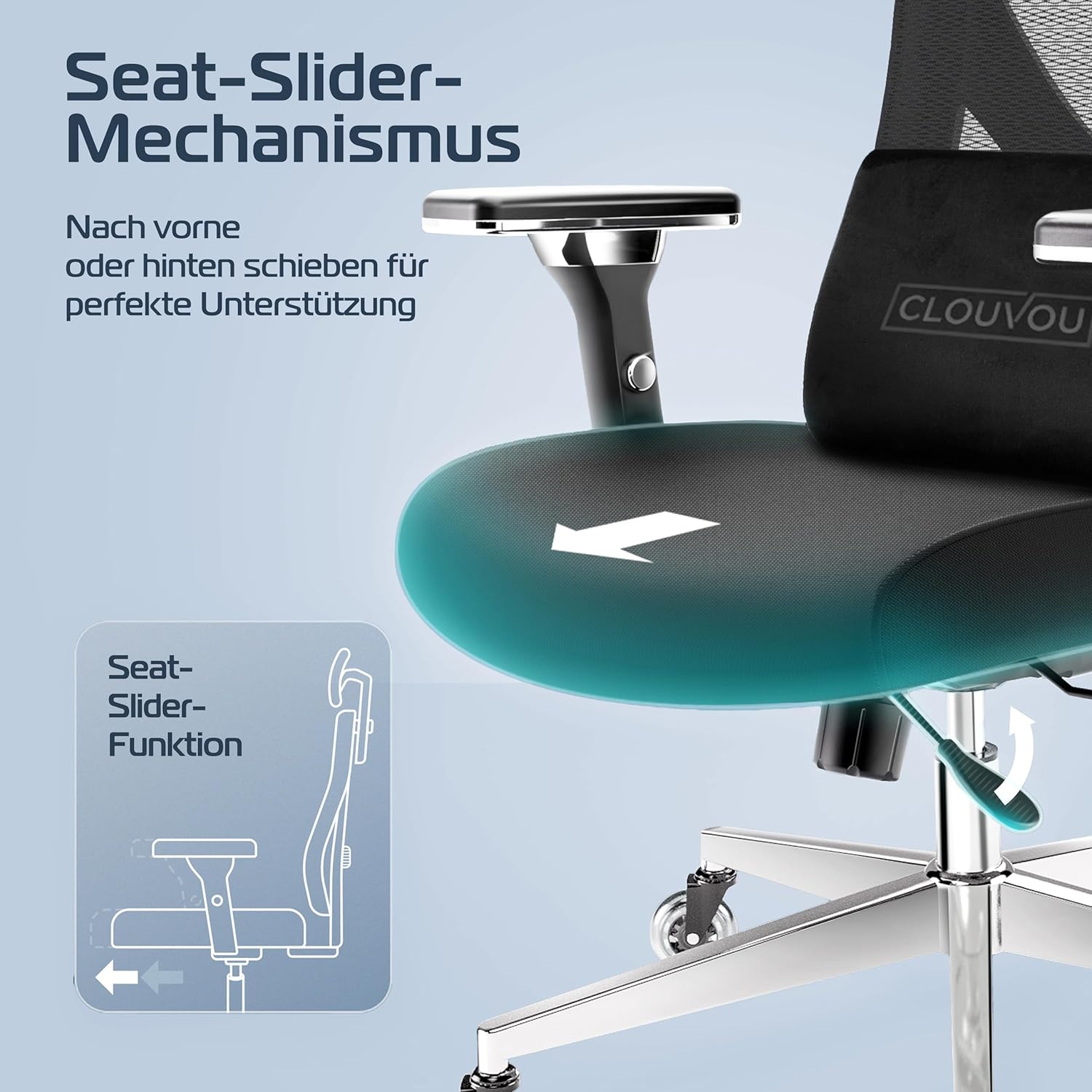 CleverSeat Bürostuhl Ergonomisch [TESTSIEGER] Schreibtischstuhl 100% individuell einstellbar | Büro Stuhl & Gaming Stuhl | Computerstuhl Home Office Chair Ergonomic | Drehstuhl 150 kg