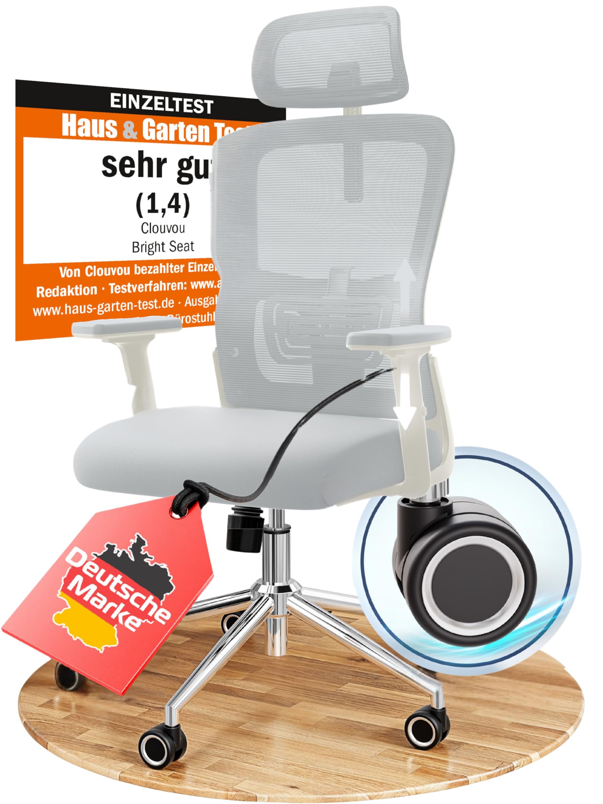 CleverSeat Bürostuhl Ergonomisch [TESTSIEGER] Schreibtischstuhl 100% individuell einstellbar | Büro Stuhl & Gaming Stuhl | Computerstuhl Home Office Chair Ergonomic | Drehstuhl 150 kg