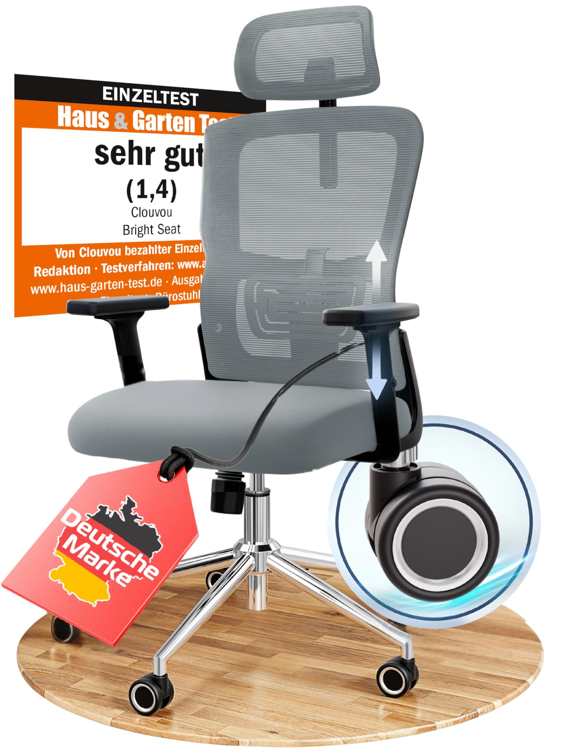 CleverSeat Bürostuhl Ergonomisch [TESTSIEGER] Schreibtischstuhl 100% individuell einstellbar | Büro Stuhl & Gaming Stuhl | Computerstuhl Home Office Chair Ergonomic | Drehstuhl 150 kg