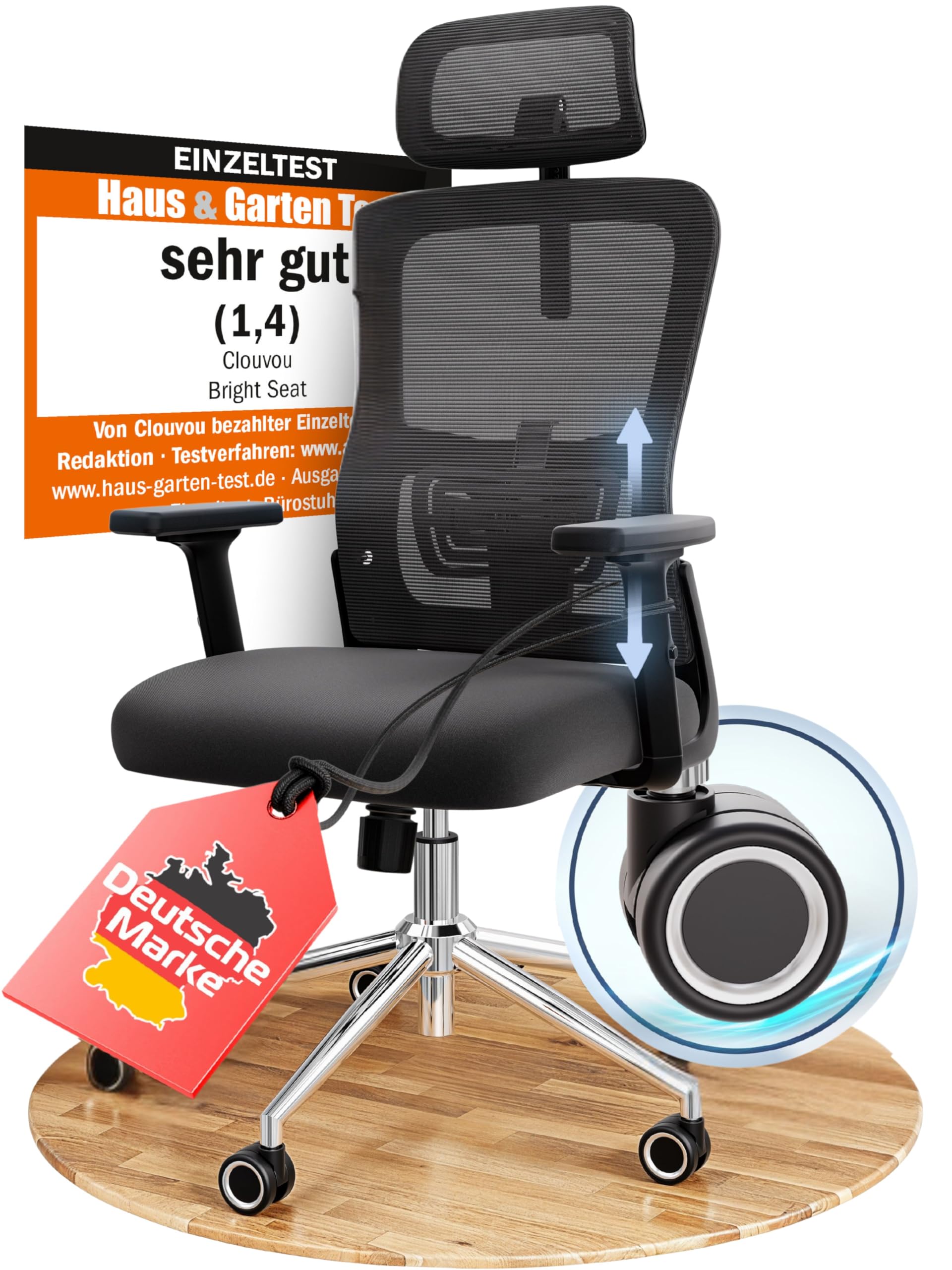 CleverSeat Bürostuhl Ergonomisch [TESTSIEGER] Schreibtischstuhl 100% individuell einstellbar | Büro Stuhl & Gaming Stuhl | Computerstuhl Home Office Chair Ergonomic | Drehstuhl 150 kg