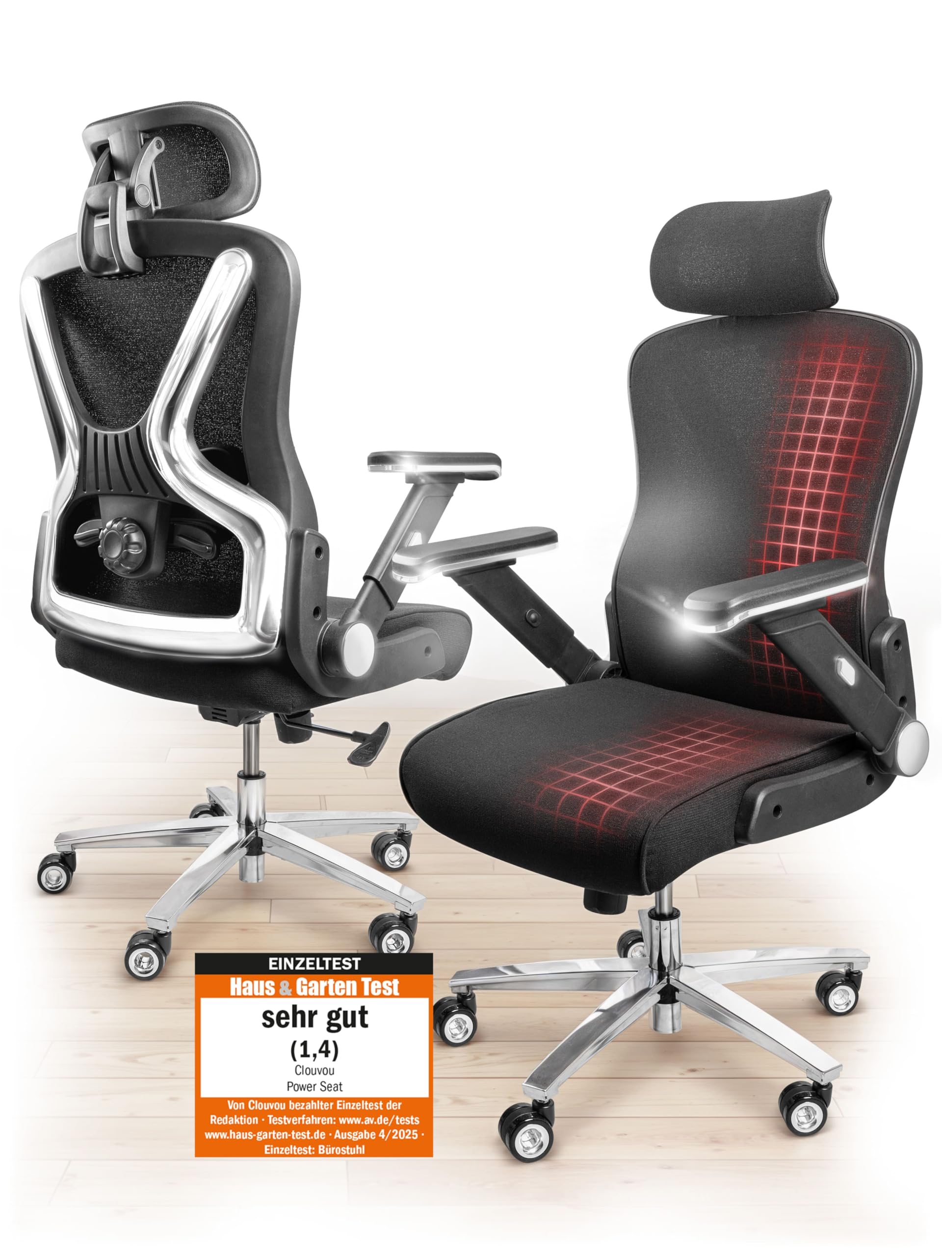 CleverSeat Bürostuhl Ergonomisch [TESTSIEGER] Schreibtischstuhl 100% individuell einstellbar | Büro Stuhl & Gaming Stuhl | Computerstuhl Home Office Chair Ergonomic | Drehstuhl 150 kg
